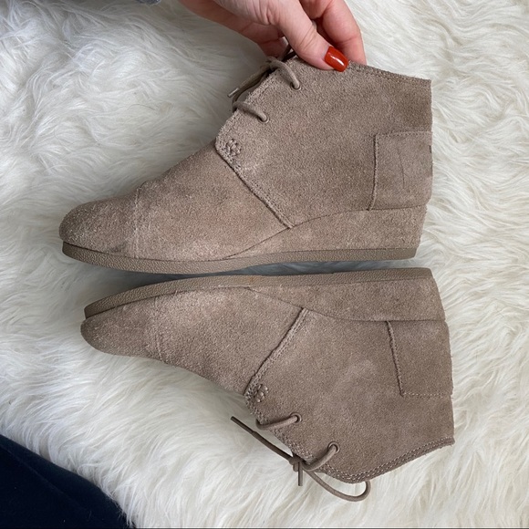 Toms Suede Desert Lace Up Wedges Size 6 - Picture 3 of 9